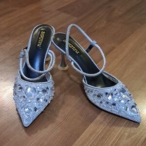 Bertini Silver Embellished Women's Heels